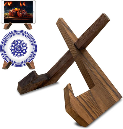 Cookbook Stand for Kitchen: Wooden Recipe Holder, Multifunctional Display for Tablet and Vinyl Records