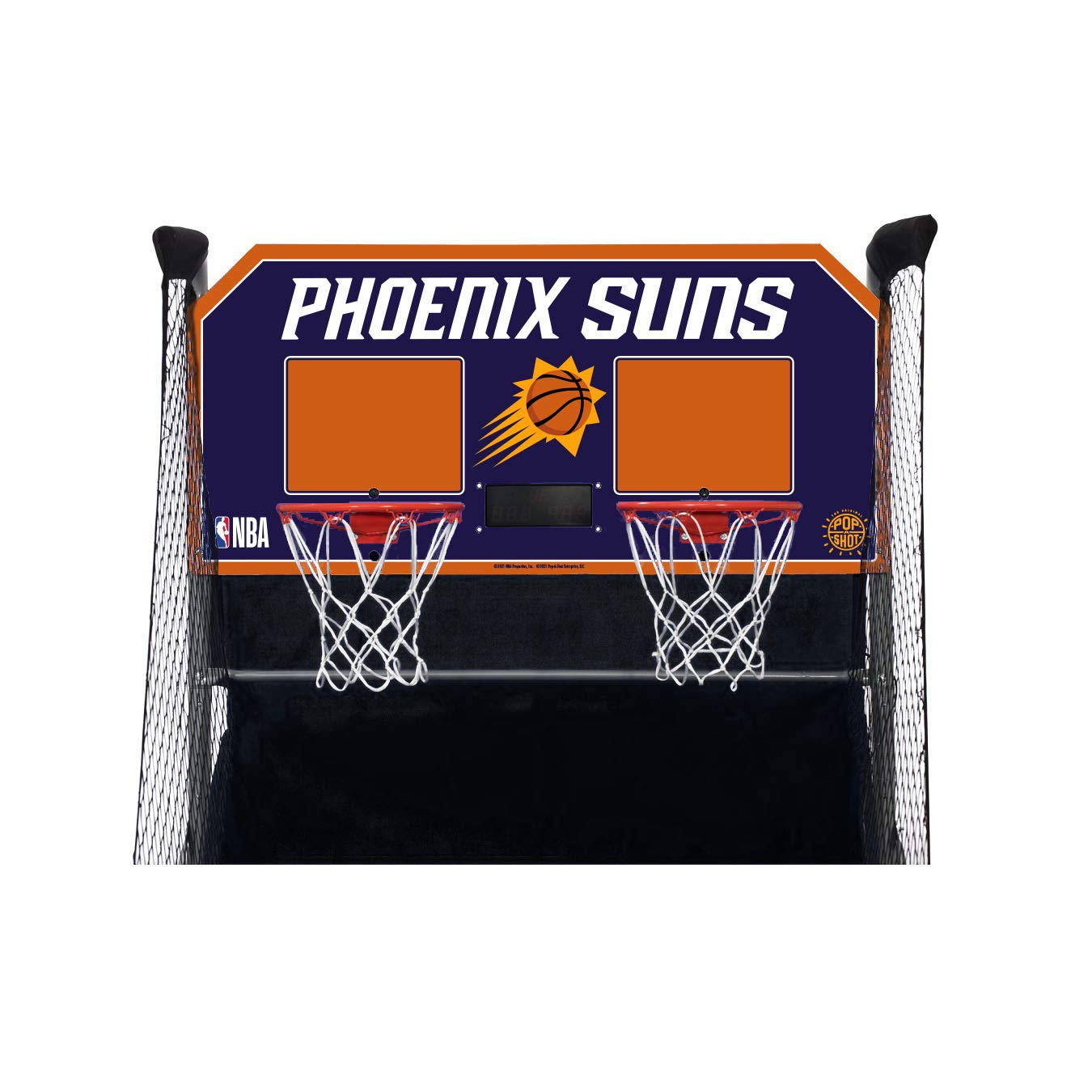 Pop-A-Shot - Home Dual Shot with Phoenix Suns NBA Graphics l Sensor Scoring l 16 Game Modes l 7 Balls l Foldable Storage l for All NBA Fans