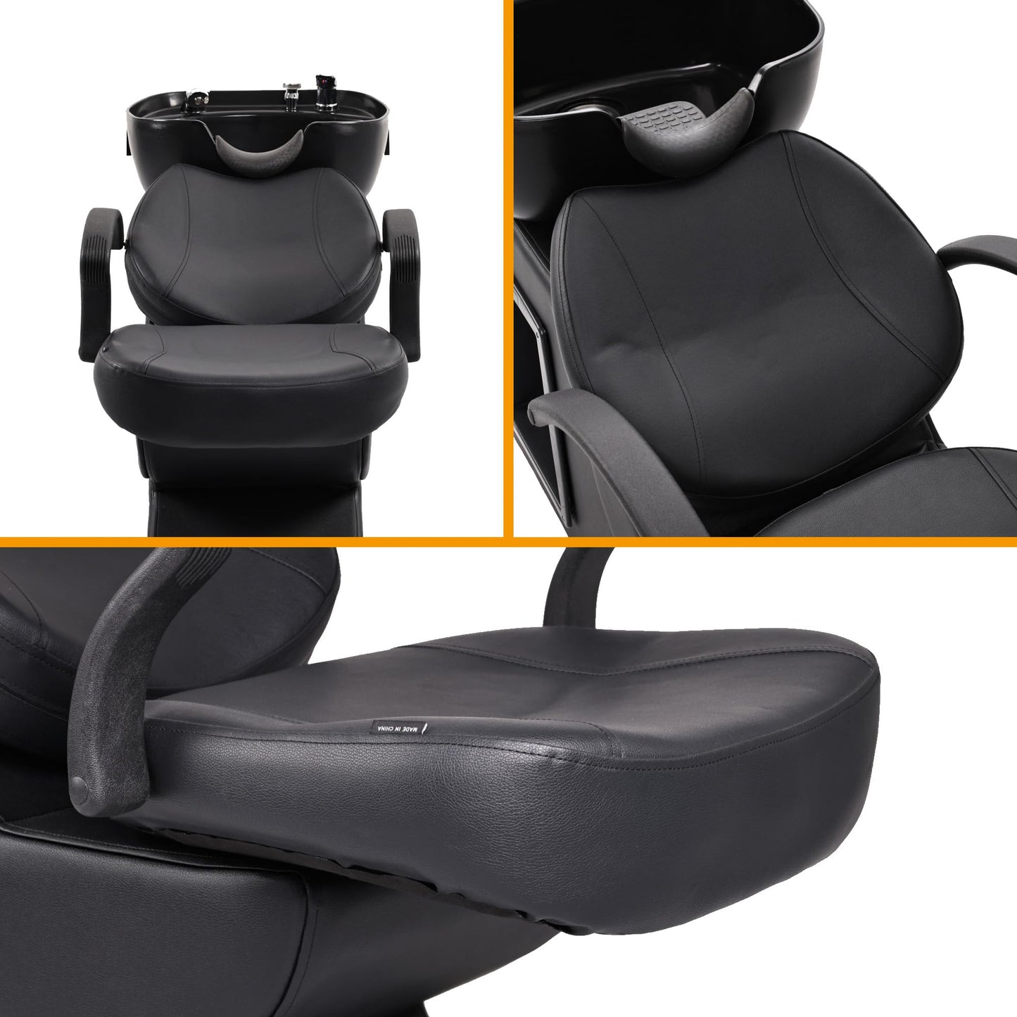 Seogwisam Shampoo Bowl and Chair Set for Salon, Backwash Barber Chair,ABS Plastic Shampoo Bowl Sink Unit w/Storage Box for Beauty Spa Barbershop
