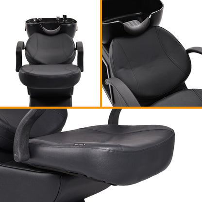 Seogwisam Shampoo Bowl and Chair Set for Salon, Backwash Barber Chair,ABS Plastic Shampoo Bowl Sink Unit w/Storage Box for Beauty Spa Barbershop