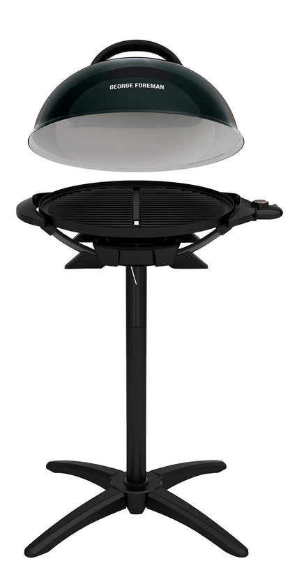 George Foreman Indoor/Outdoor Electric Patio Grill, Apartment Approved, 15-Serving, Removable Stand, Black
