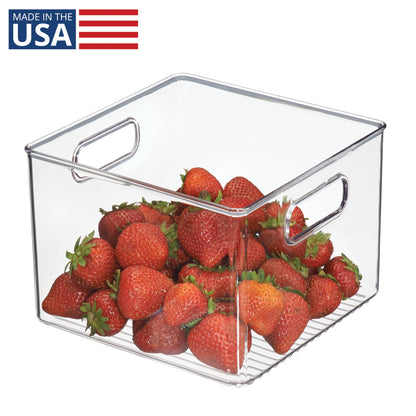 iDesign Pantry Storage Bin with Handles for Kitchen Cabinets or Fridge - Clear - Made in USA