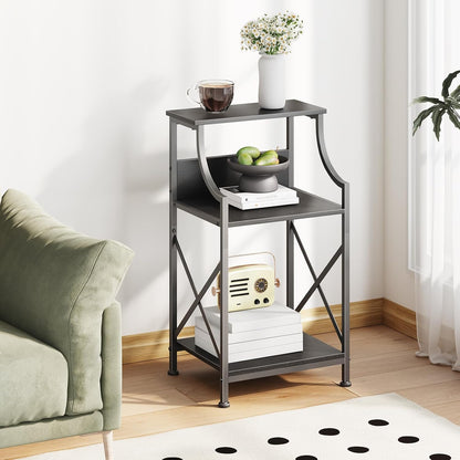 3-Tier HOMEKOKO Side Table, Small End Table for Living Room, Bedroom, Retro Design Metal-Wood End Table, Industrial