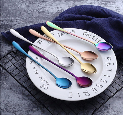 Long-handled Ice Tea Spoon, Cocktail Stir Spoons, Stainless Steel Coffee Spoons, Ice Cream Scoop Set of 8 (Silver)