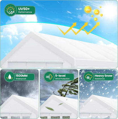 COBIZI 16x32FT Party Tent Heavy Duty White Event Shelter Outdoor Wedding Gazebo Canopy for Parties Carport BBQ Commercial with Removable Sidewall Windows, Powder Coating (Better Than Galvanized)