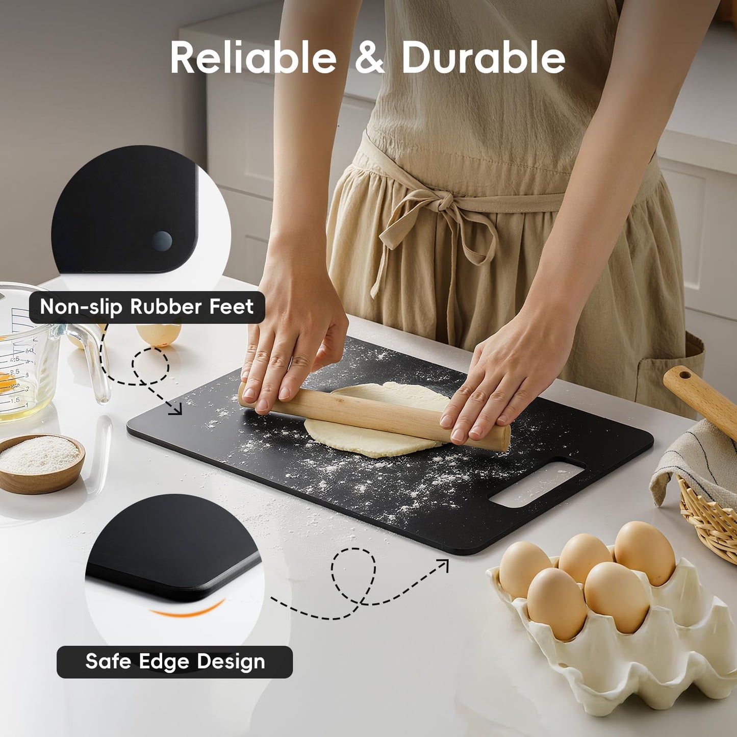 Culiex Wood Fiber Cutting Board Set of 2, Dishwasher Safe, Non-Toxic Cutting Board for Kitchen, BPA Free, Non-Slip, Non-Porous Composite Chopping Board, Mothers Day Gifts for Mom