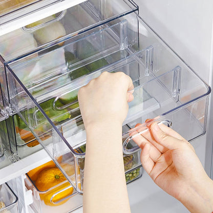 MineSign 2Pack Stackable Fridge Drawers Pull-Out Bins Divided Produce Saver Containers for Refrigerator Storage Organizers for Veggie Fruit Berry Pantry Cabinet Makeup Clothes
