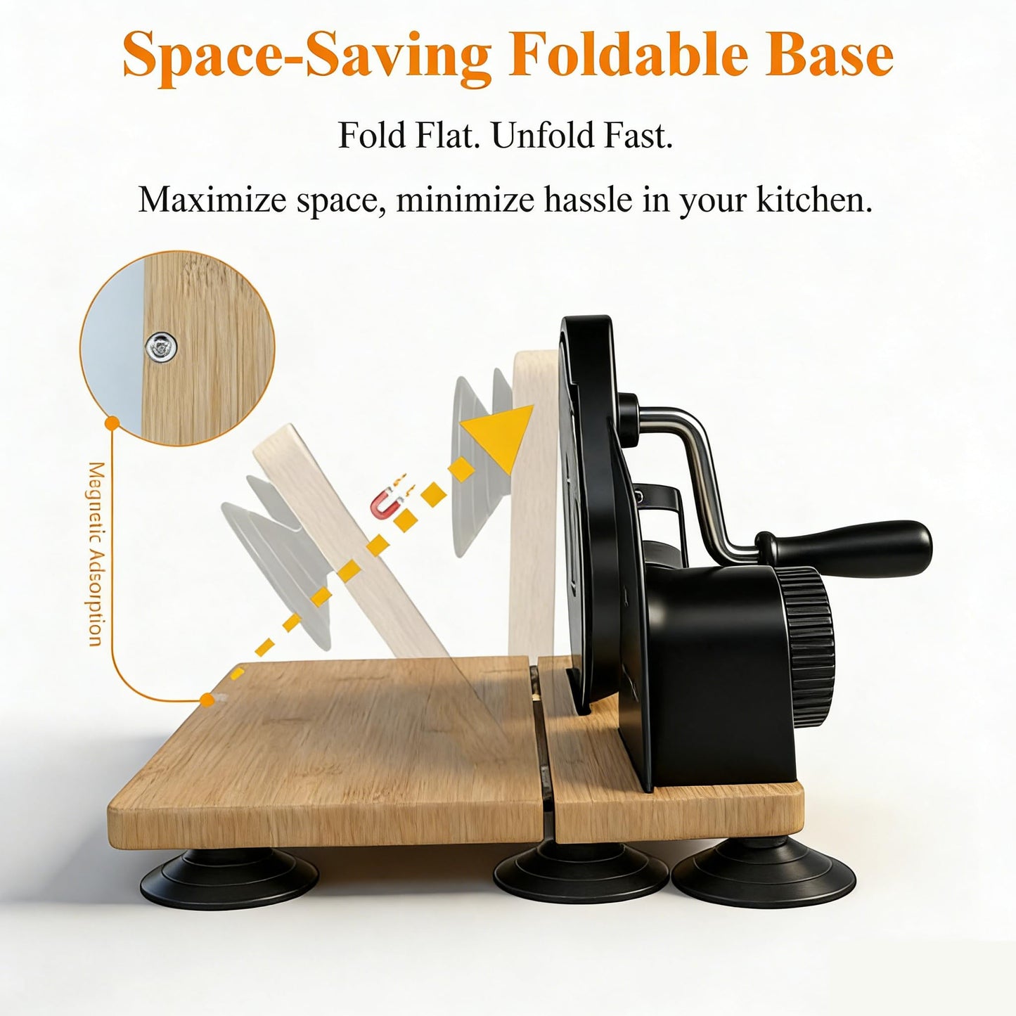 Sourdough Bread Slicer Machine Adjustable Thickness Stainless Steel Blade Bread Sourdough Cutter with 6 Large Suction Cups Foldable Compact Design Non-Slip Base for Homemade Bread Slicing (Black)
