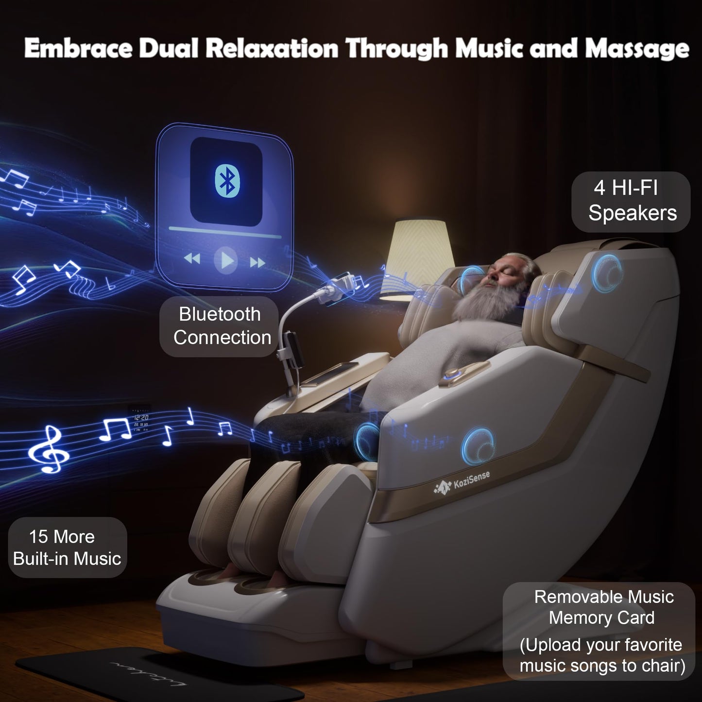 KoziSense KZ-313 2026 Heated Jade Roller Massage Chair Full Body, Deep Zero Gravity SL-Track with Heat, 12 Auto Modes, 6 Custom Programs, Backlit Touch Screen, Voice Control, Wireless Charger