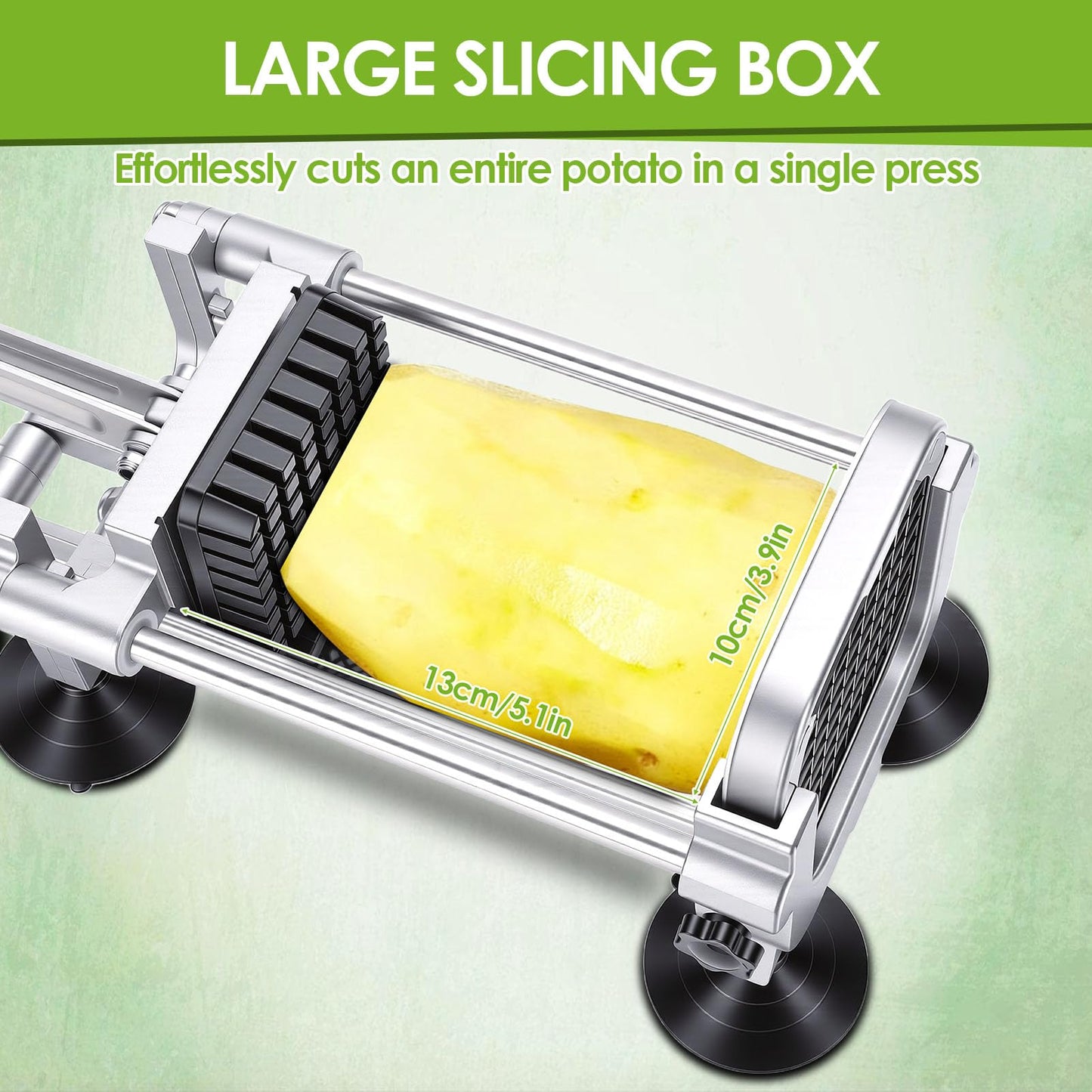 WODHMIEY Manual French Fry Cutter for Potatoes with Interchangeable Blades, Handheld Stainless Steel Potato Slicer and Fries Cutter for Home and Commercial Use (1/2'' & 1/4'' Blade)