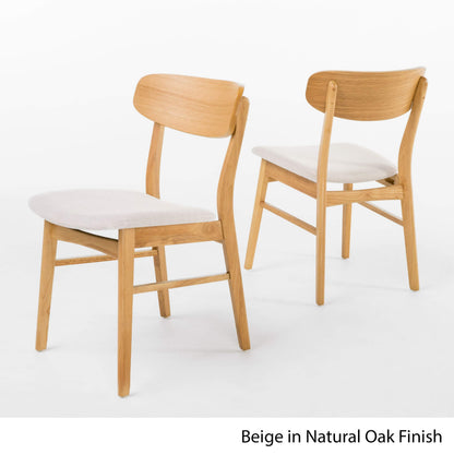 Christopher Knight Home Lucious Curved Leg Rectangular Dining Set, 5-Pcs Set, Natural Oak / Light Beige