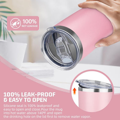 YEBTS Life 20 oz Tumbler with Lids and Straws, Stainless Steel Insulated Travel Coffee Mug, Double Wall Vacuum Insulated Tumblers, Powder Coated Coffee Tumbler for Cold & Hot Drinks (Pink)