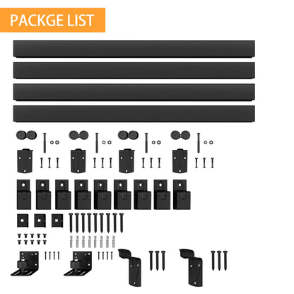 20FT Black Box Rail Exterior Barn Door Hardware Kit for 2 Doors, Sliding Heavy Duty Barn Door Track, Wall Mount Barn Door Hardware with 11 Track Brackets(Doors NOT Include)