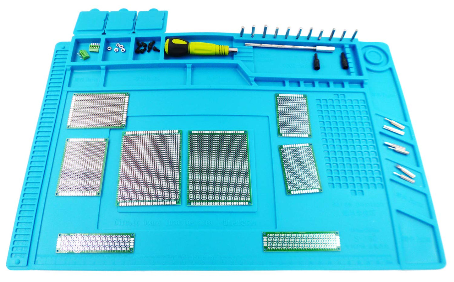 DEYUE Silicone Repair Mat (17.7 x 11.8 Inches, 45 x 30 cm) with Scale Ruler and Screw Position, Soldering Anti-Static, Anti-Corrosion, Heat Resistant Pad for Soldering Electronics, Smartphone