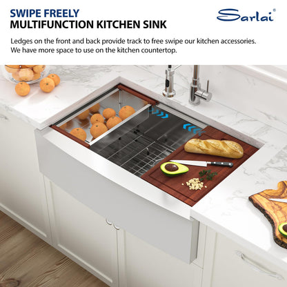 Sarlai 30 Farmhouse Kitchen Sink Stainless - 30 x 22 Inch Farmhouse Sink Ledge Workstation Sinks Apron Front Single Bowl 16 Gauge Stainless Steel Luxury Kitchen Farm Sinks