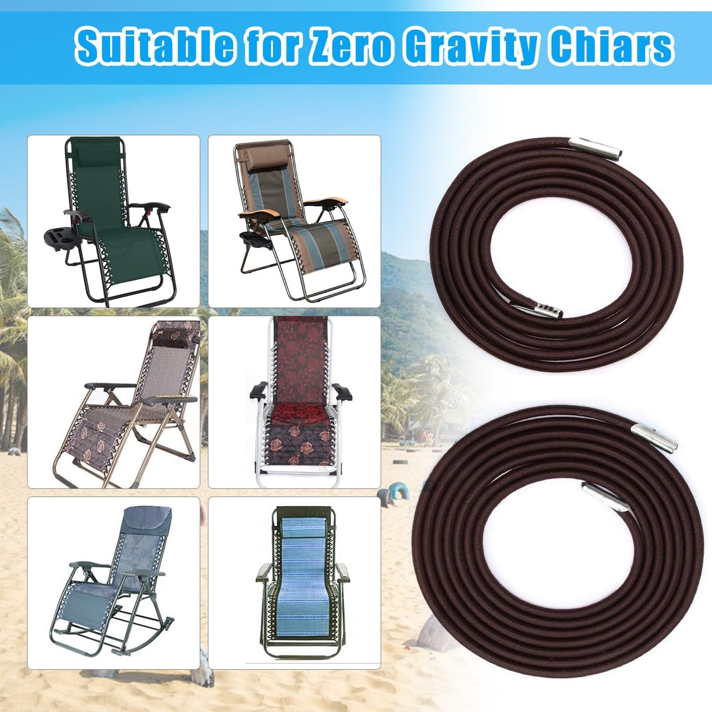 4 Ostlttyn Zero Gravity Chair Replacement Cord, Pcs Durable Bungee Elastic Laces Replacement Cords for Zero Gravity