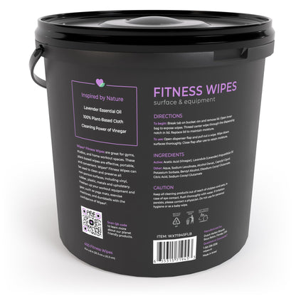 Wipex Yoga Mat Cleaner Wipes - Plant-Based Lemongrass, Eucalyptus & Vinegar Wipes for Gym & Fitness Equipment & All Purpose Gym Cleaning - Safe for Peloton Bikes & Treadmills - 400 Count