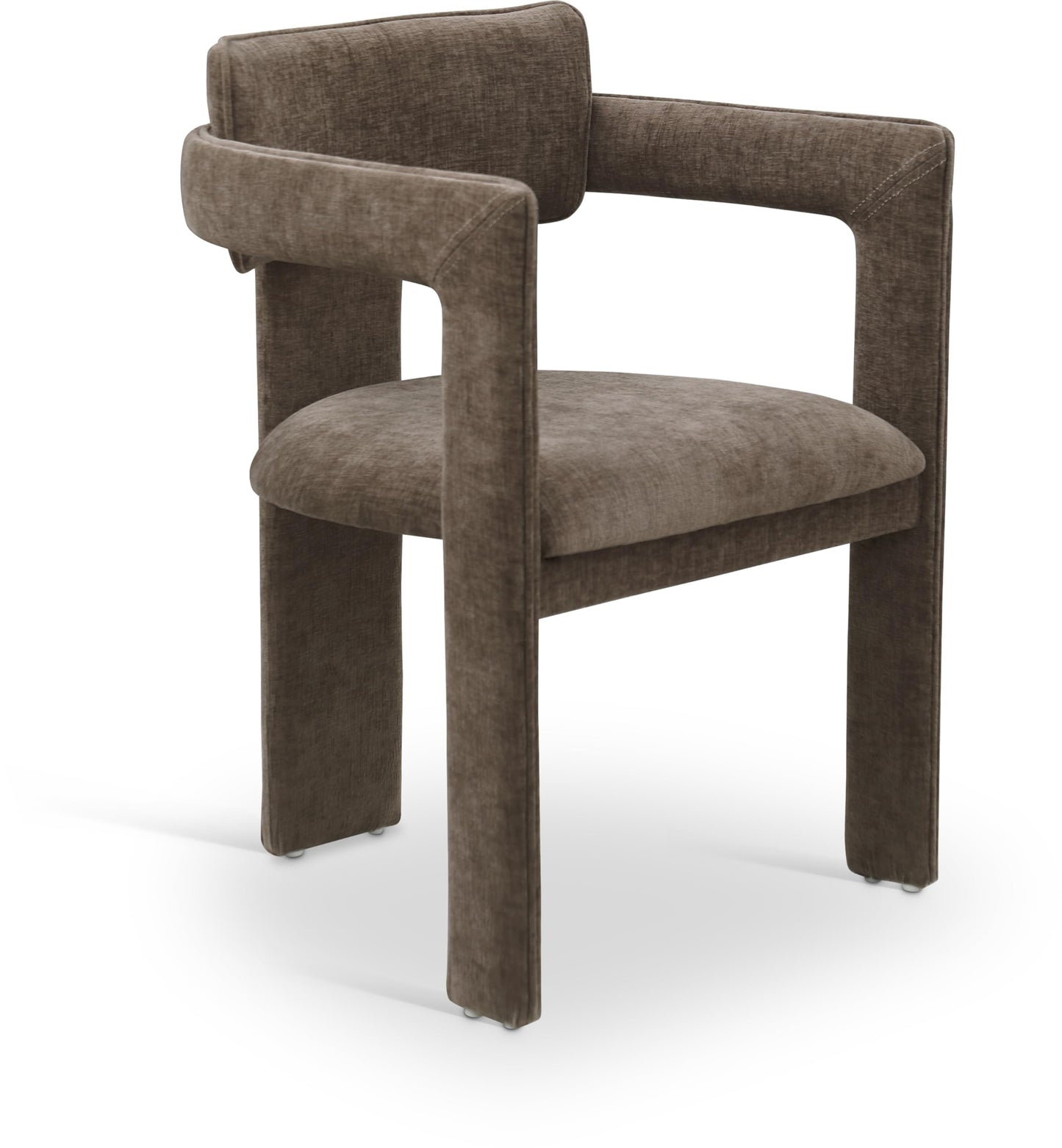 Meridian Furniture 11084Brown-C Brenda Collection Modern | Contemporary Dining Arm Chair/Accent Chair with Soft Brown Chenille Fabric, 23" W x 22.5" D x 31.5" H, Brown, Set of 2