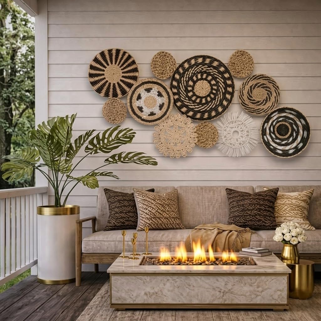 Telsist 11-Piece (Retro) Boho Wall Basket Decor – Handmade Woven Wall Baskets, Bohemian Farmhouse Wall Art, Rustic Hanging Basket Set for Living Room, Bedroom & Kitchen Summer decoration