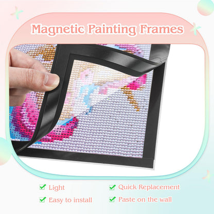 Harloon 12 Pcs Diamond Art Frames Magnetic 6 x 6 Inch Diamond Art Frames Self Adhesive Picture Frame magnetic frame for Painting Pictures Canvas Room Wall Window Door Decorations Accessories, Black