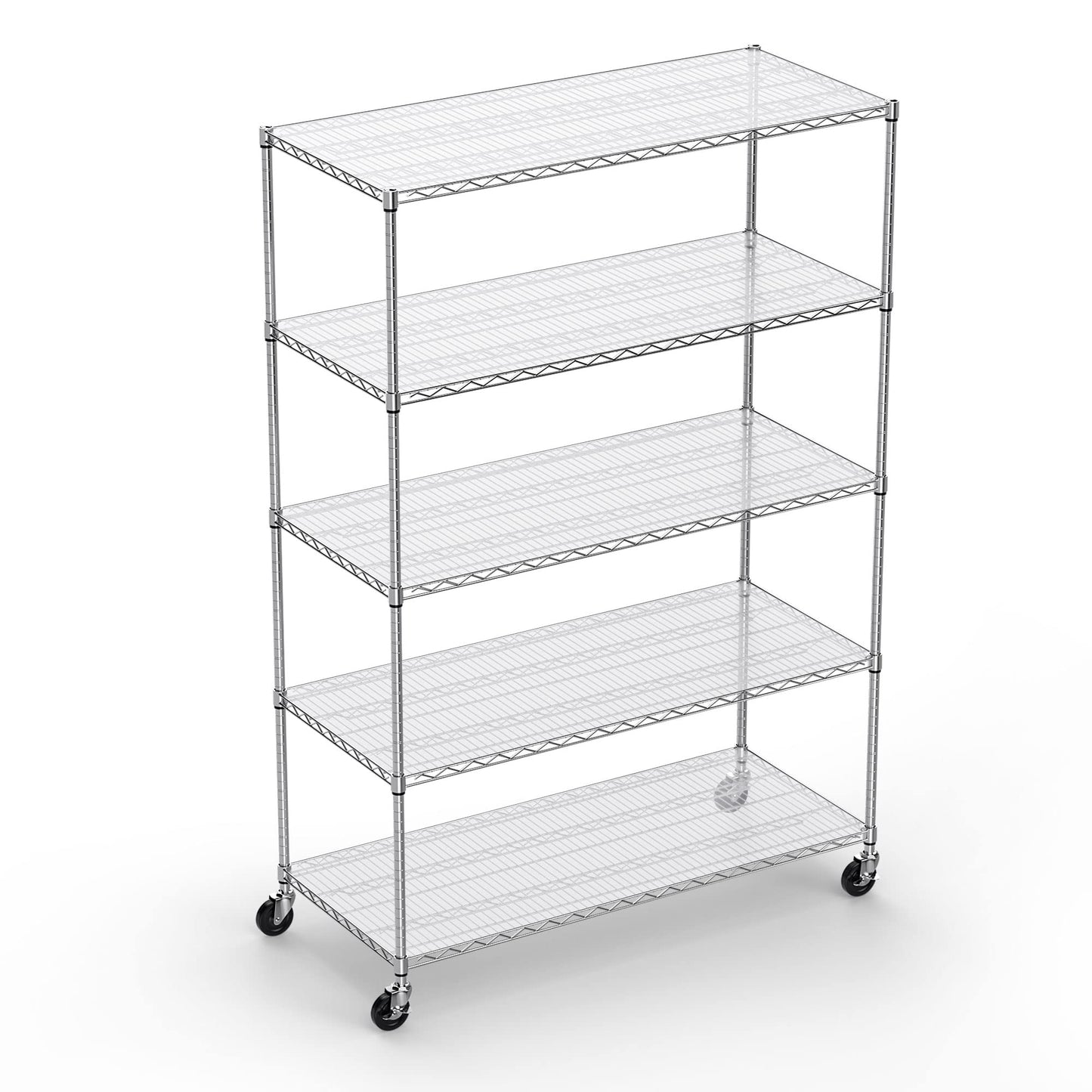 5 Tier 6000lbs Capacity NSF Metal Shelf Wire Shelving Unit, Heavy Duty Adjustable Storage Rack with Wheels & Shelf Liners for Commercial Grade Utility Steel Storage Rack, Chrome - 82"H x 48"L x 24"D