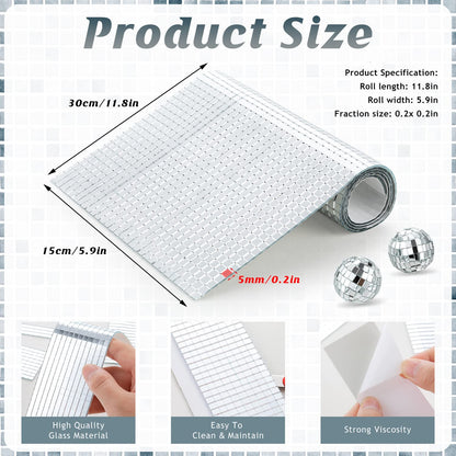 10800pcs Mirror Mosaic Tiles, 5 x 5mm Self-Adhesive Disco Tiles, Square Mirror Disco Tiles, 4D Disco Ball Stickers for DIY Crafts and Party Decorations