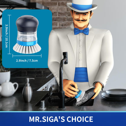 MR.SIGA Soap Dispensing Palm Brush Refill, Pack of 4
