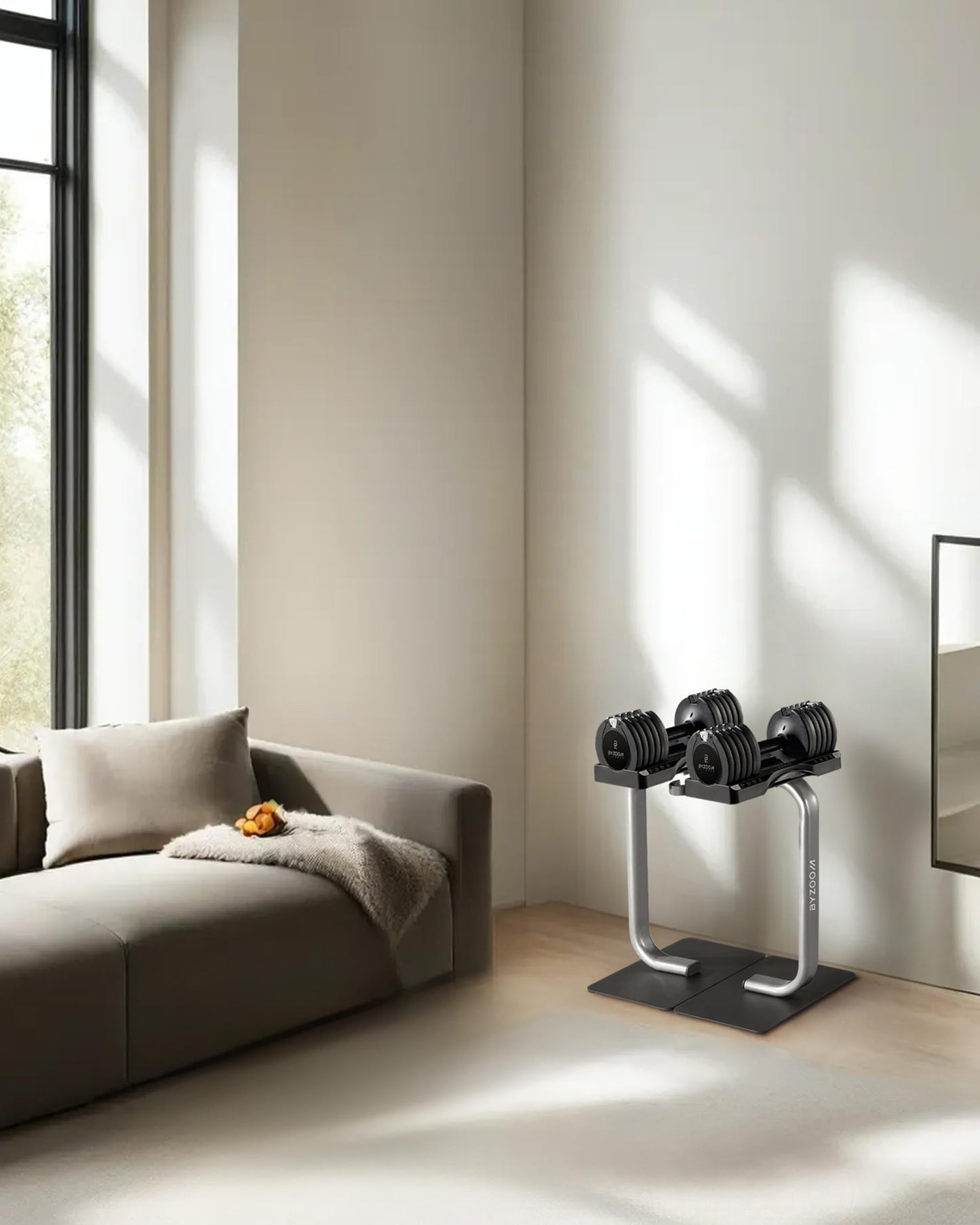 BYZOOM FITNESS 25lb Adjustable Dumbbell & Dumbbell Stand Set
