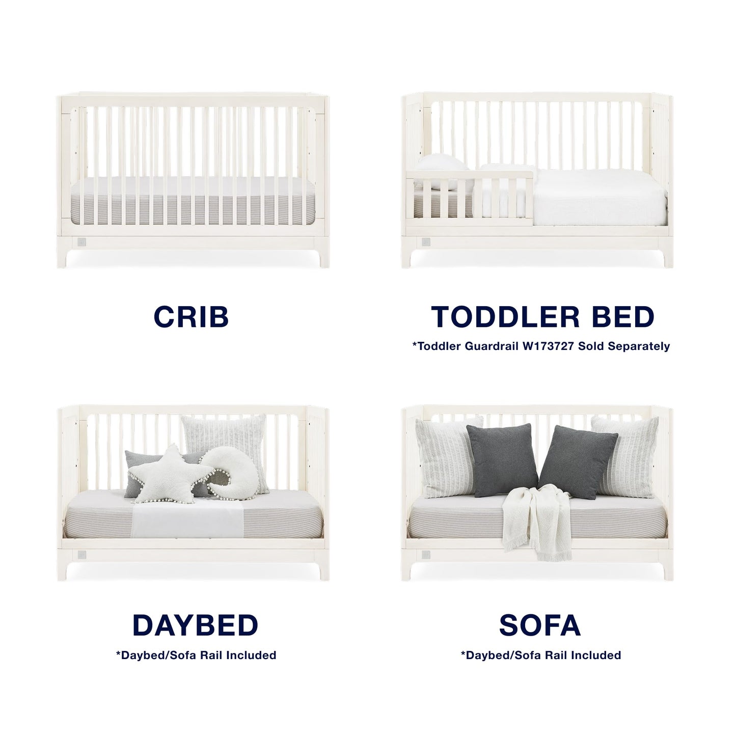 babyGap Wren 4-in-1 Convertible Crib by Delta Children - Greenguard Gold Certified, Antique White