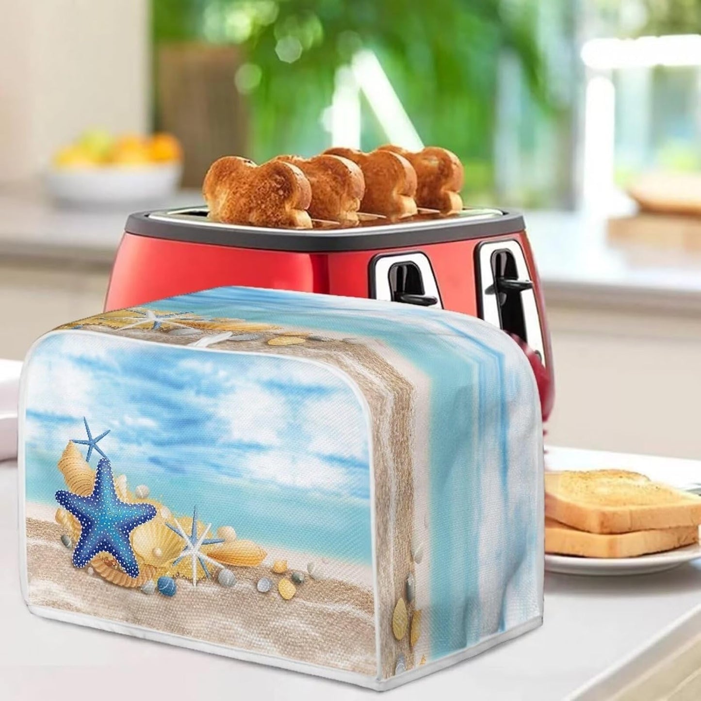 Starfish Toaster Covers, Bread Maker with Top Hook, Dust Cover Compatible with Most 4 Slice Toasters