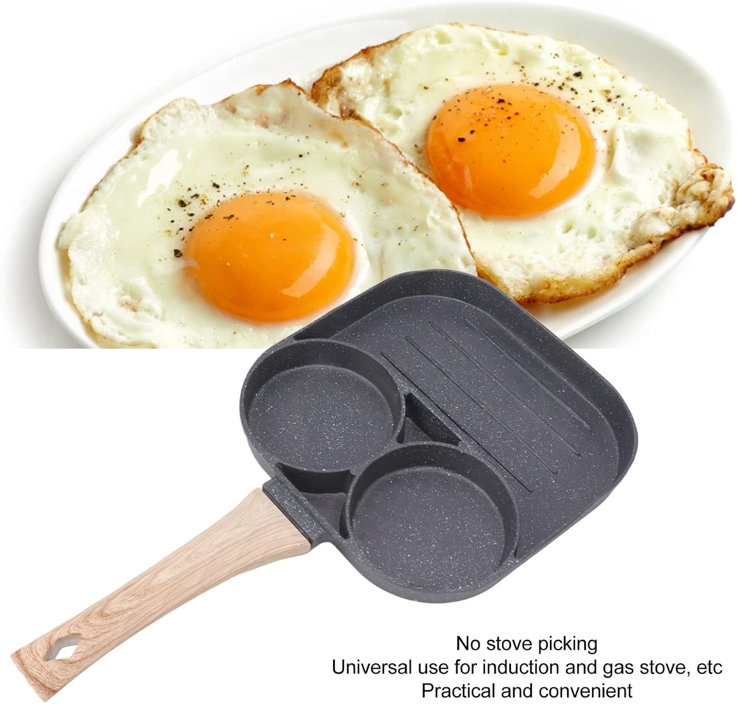 Nonstick Egg Pan, Aluminum Omelette Frying Pan, 2 Cups Pancake Pan for Breakfast