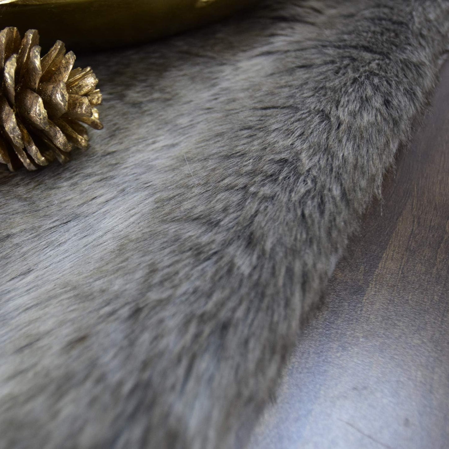 Gireshome Color-13inch 36inch Elegant Luxury Faux Fur Dining Console Table Runner Brown Multi Colors, Grey Stripe
