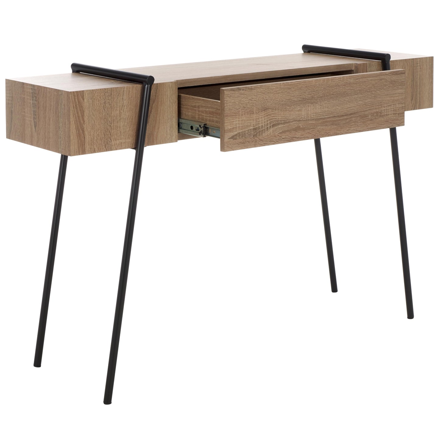 SAFAVIEH Home Collection Margaux Light Grey Oak/Black 1-Drawer Console Table for Living Room Foyer Bedroom Hallway Entryway Office