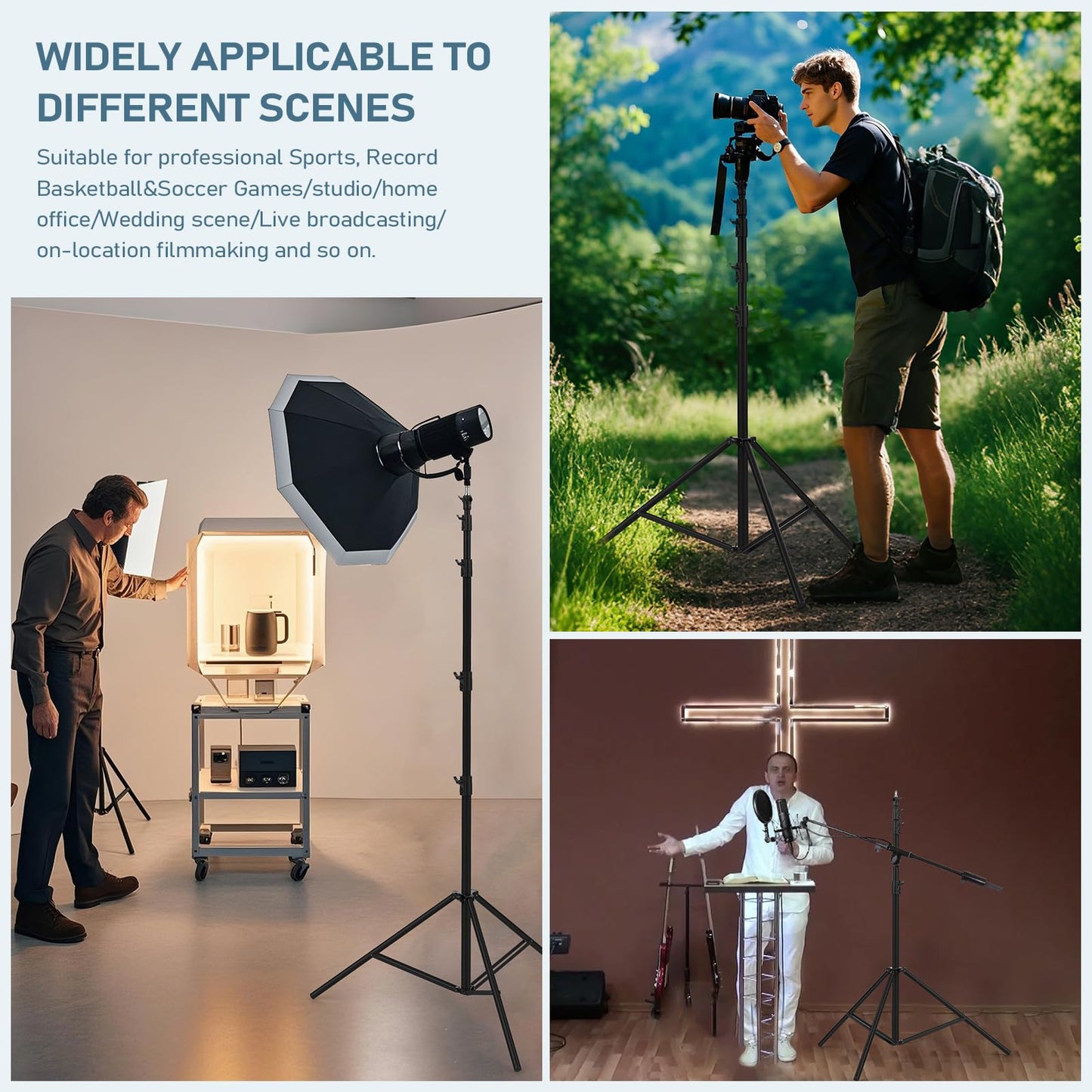 20 FT Extreme Tall Tripod Video Camera Sports Tripods Stand Telescoping Light Stand with 3 Sandbags, Carry Bag & 1/4" 3/8" Screw Adapter, Sky High Tripod for Studio, Indoor, Outdoor Photography