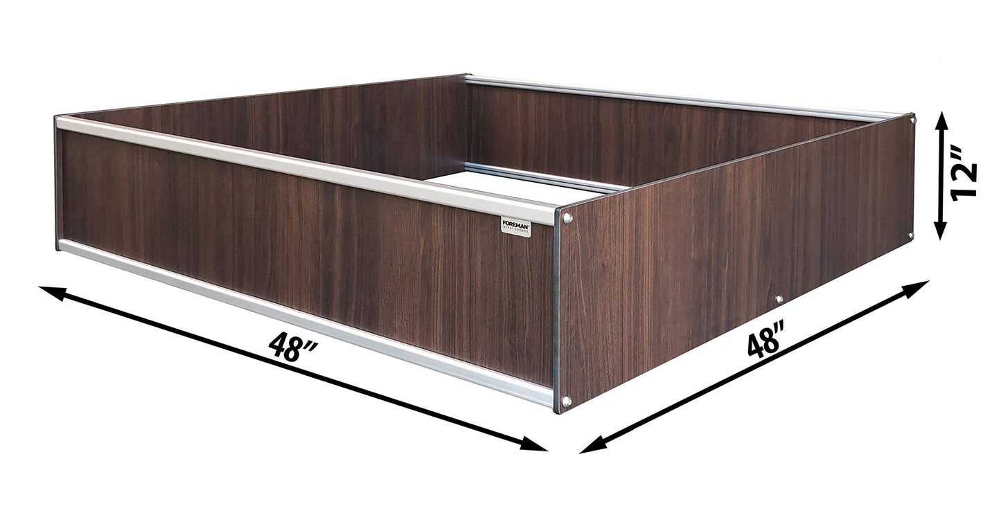 Foreman Raised Garden Bed Frame – Weather-Resistant Raised Garden Bed (4ft x 4ft) Open Base, Ideal Raised Garden Bed for Vegetables & Flowers – Tosca Wood Grain