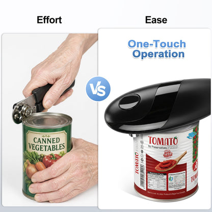 Automatic Electric Can Opener for Seniors & Arthritis, One-Touch Hands-Free Operation, Fits All Can Shapes, Smooth Edge, Battery Powered Portable Kitchen Gadget