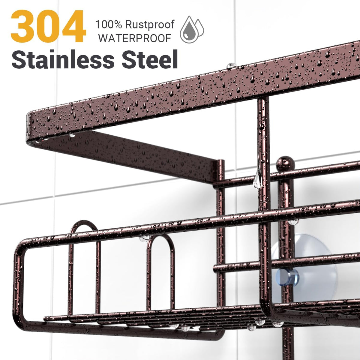 **AKTECKE Shower Caddy - Rustproof Hanging Bathroom Organizer for Shampoo & Soap - Bronze Finish**