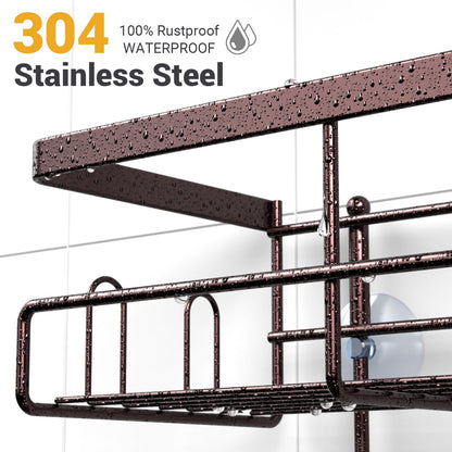 **AKTECKE Shower Caddy - Rustproof Hanging Bathroom Organizer for Shampoo & Soap - Bronze Finish**