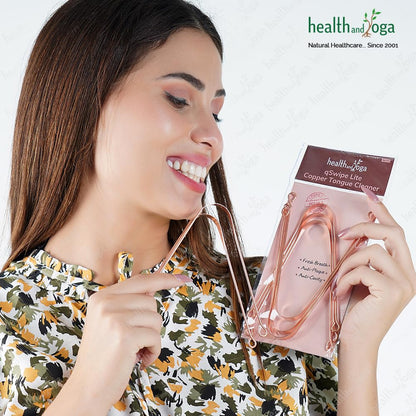 HealthAndYoga™ qSwipe Lite Copper Tongue Cleaners (Pack of 12) – Prevents Bad breath, Improves taste- Flexible, Curved ends provide good grip – Complete Oral Care/Hygiene for Travel/Office/Home