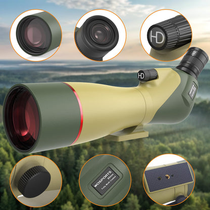 WOSPORTS 25-75x85 Spotting Scopes with Tripod, Carrying Bag, Phone Adapter, HD BAK4 Porro Prism, Waterproof Spotter Scope for Hunting, Target Shooting