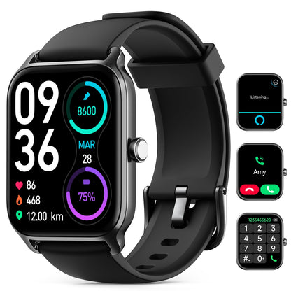 Smart Watches for Women Men, 2025 Smartwatch 1.8'' Alexa Fitness Tracker Smart Watch Compatible for Android iPhone with Bluetooth Call (Answer/Make), IP68 Waterproof Heart Rate/Sleep/SpO2 Monitor 110+