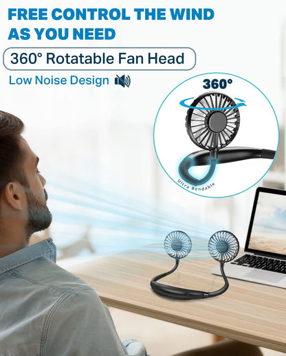 Neck Fan, Hand Free Portable Fans for Women, Kids, and Men, Rechargeable Battery Operated Wearable Fan
