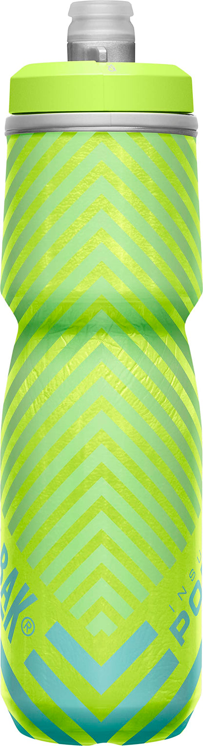 CamelBak Podium Chill Bike Insulated Squeeze Water Bottle Lime/Blue Stripe, 24oz