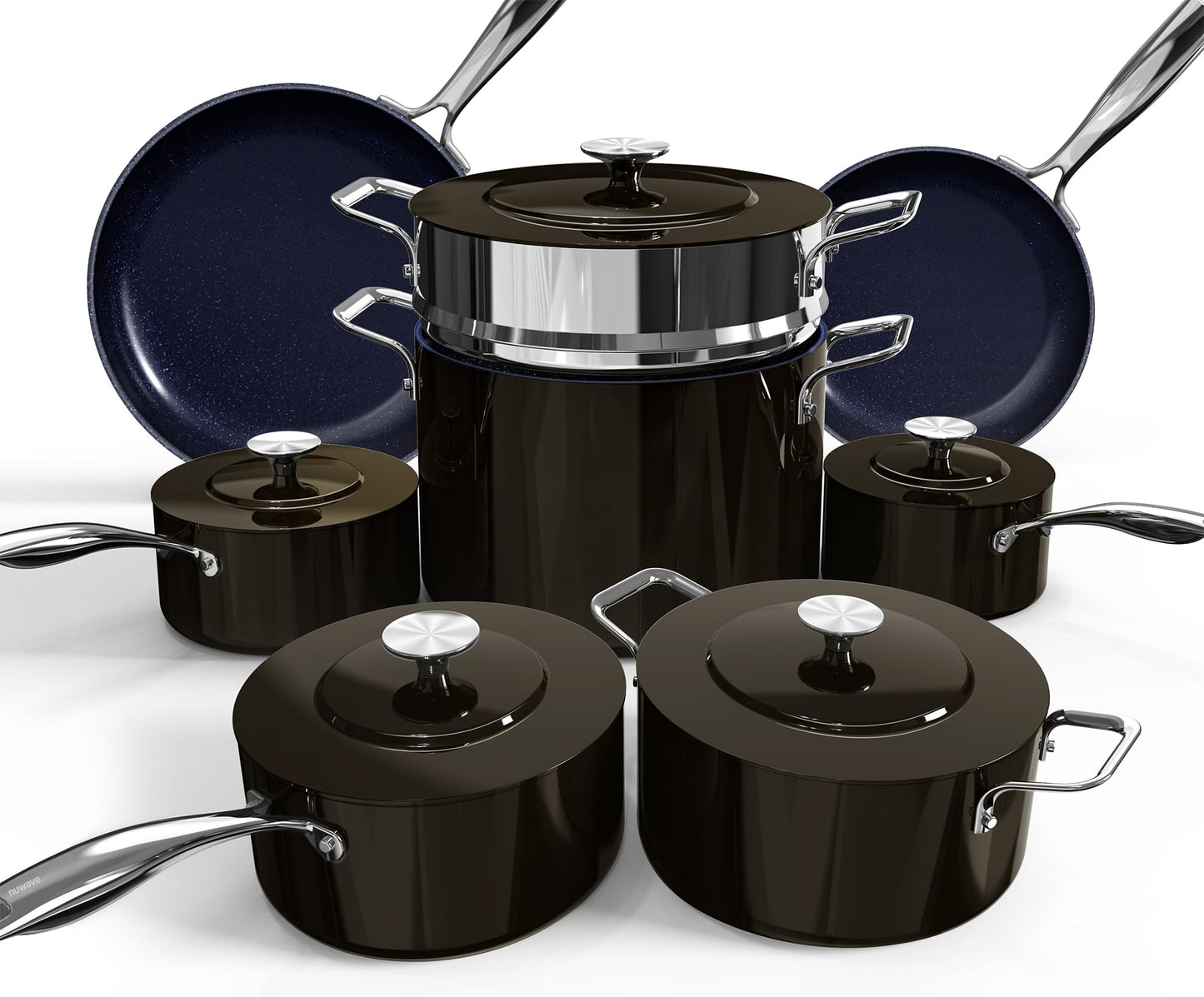 Nuwave Lux 13pc Forged Lightweight Cookware Set PFAS Free, Healthy G10 Duralon Ceramic Coating, Ultra Non-Stick, Stay-Cool Handles, Works on All Cooktops & Induction Ready