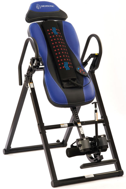 MediSonic Elite Inversion Table with Adjustable & Removable Lumbar Pad, Comfortable Ankle Security Cups, Multiple Inversion Angles, Heavy-Duty Frame, 300 lb Capacity, Blue