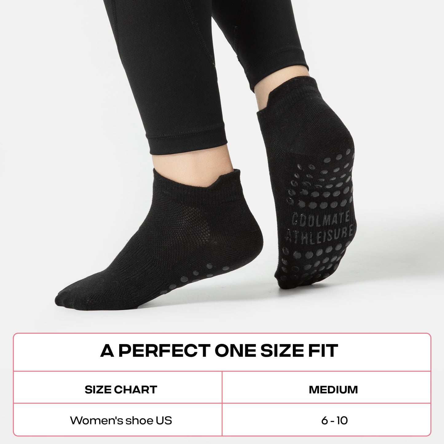 CoolMate Pilates Socks with Grips for Women, Yoga Socks, Crew Non Slip Women for Workout, Barre, Pilates Gifts