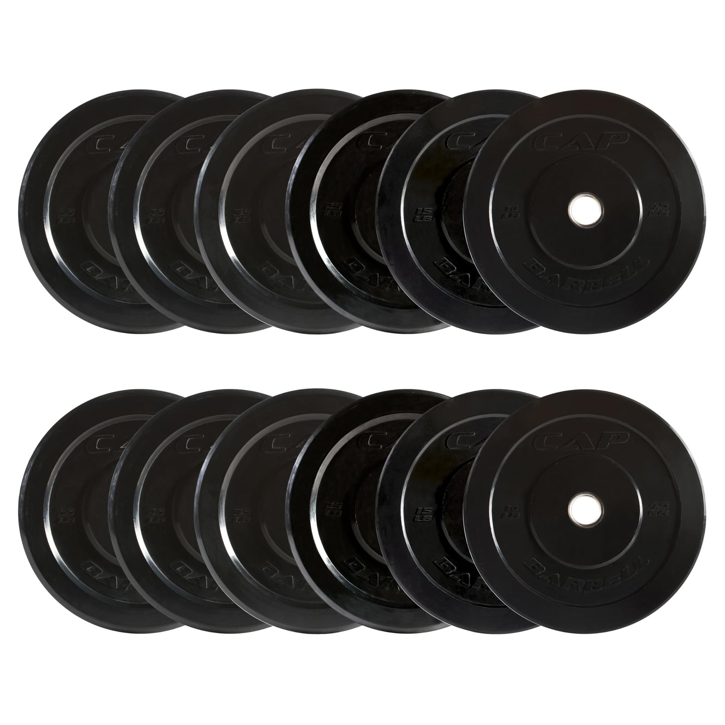 CAP Barbell 370 lb Elite Olympic Bumper Plate Set, Black