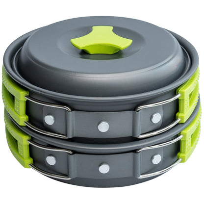 MalloMe Camping Cookware Mess Kit for Backpacking Gear – Camping Cooking Set - Backpack Camping Pot and Pans Set - Portable Camping Stove and Backpacking Stove Compatible - Camp Accessories Equipment