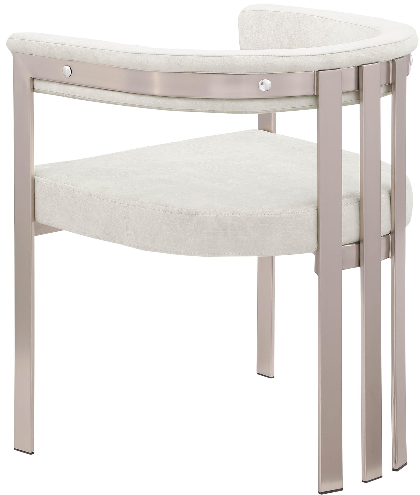 Meridian Furniture 938Stone-C Marcello Collection Modern | Contemporary Dining Chair with Soft High End Stone Colored Velvet, Brushed Chrome Iron Frame, 23.5" W x 21.5" D x 27.75" H, Stone, Set of 2