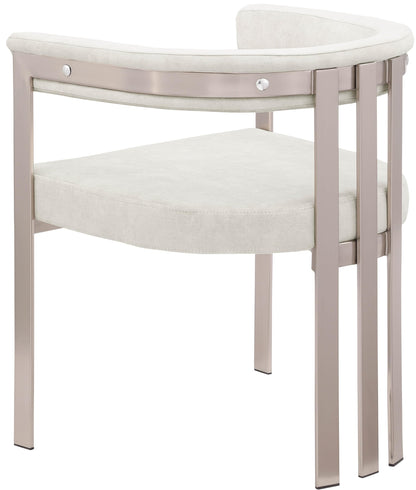 Meridian Furniture 938Stone-C Marcello Collection Modern | Contemporary Dining Chair with Soft High End Stone Colored Velvet, Brushed Chrome Iron Frame, 23.5" W x 21.5" D x 27.75" H, Stone, Set of 2